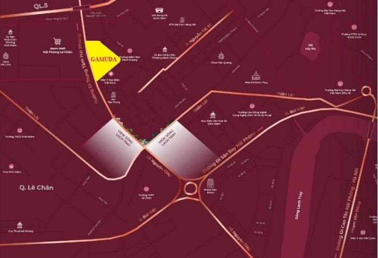 Vị trí dự án Ambience Gamuda Hải Phòng nằm đối diện Aeon Mall Lê Chân